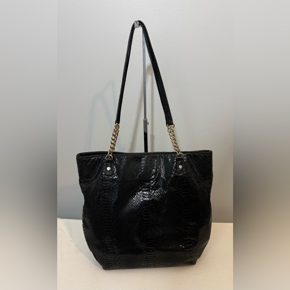 MICHAEL Michael Kors Jet Set Black Snake Embossed Leather Tote Bag